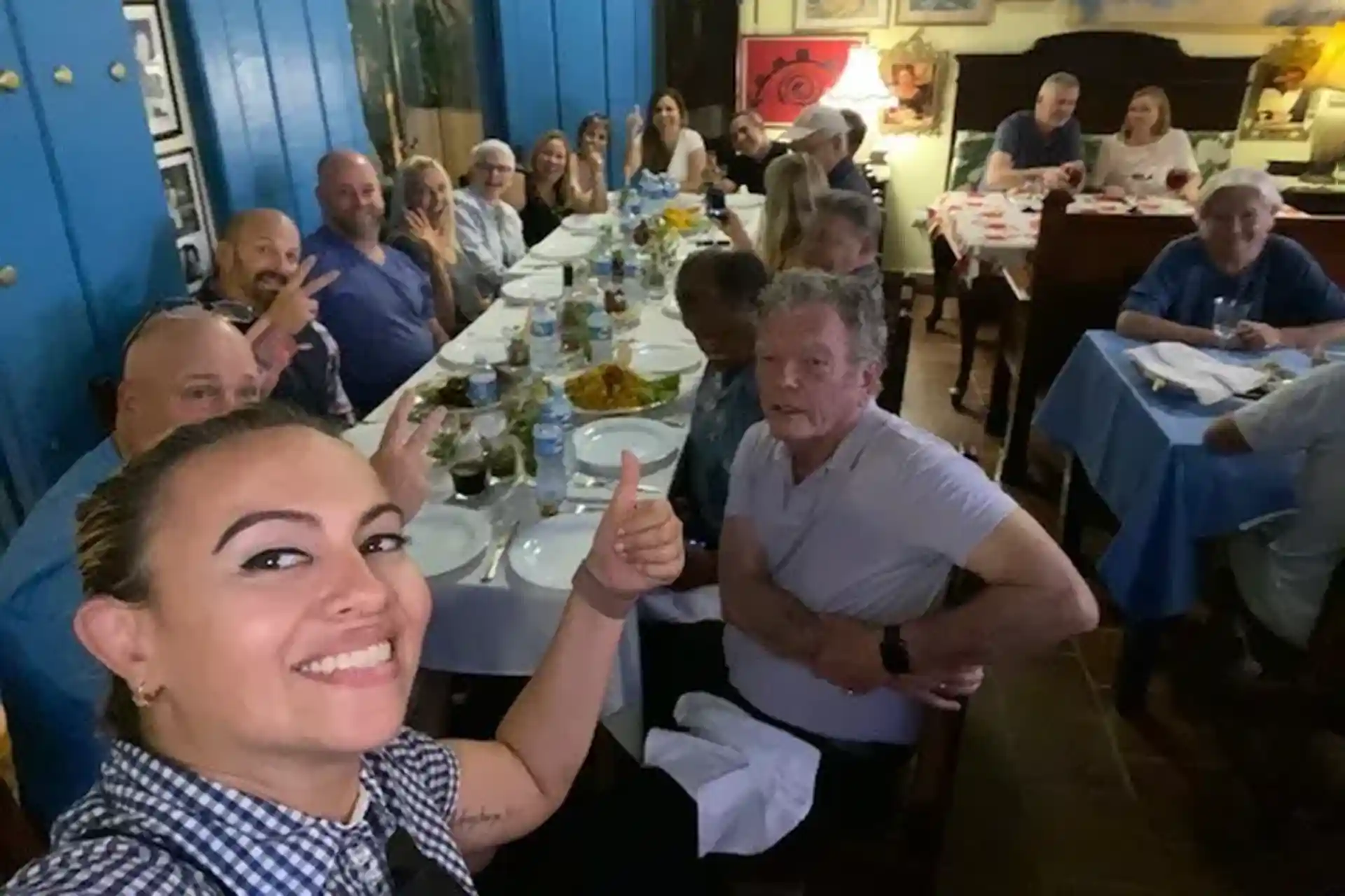 Group of people eating at El Carbon restaurant