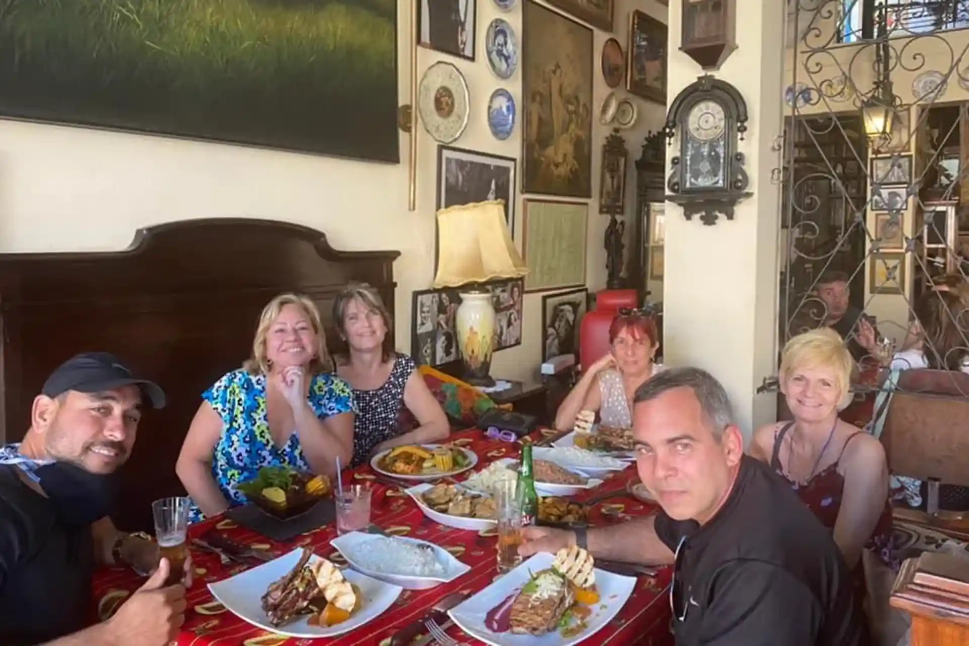 Group of people eating at El Carbon restaurant