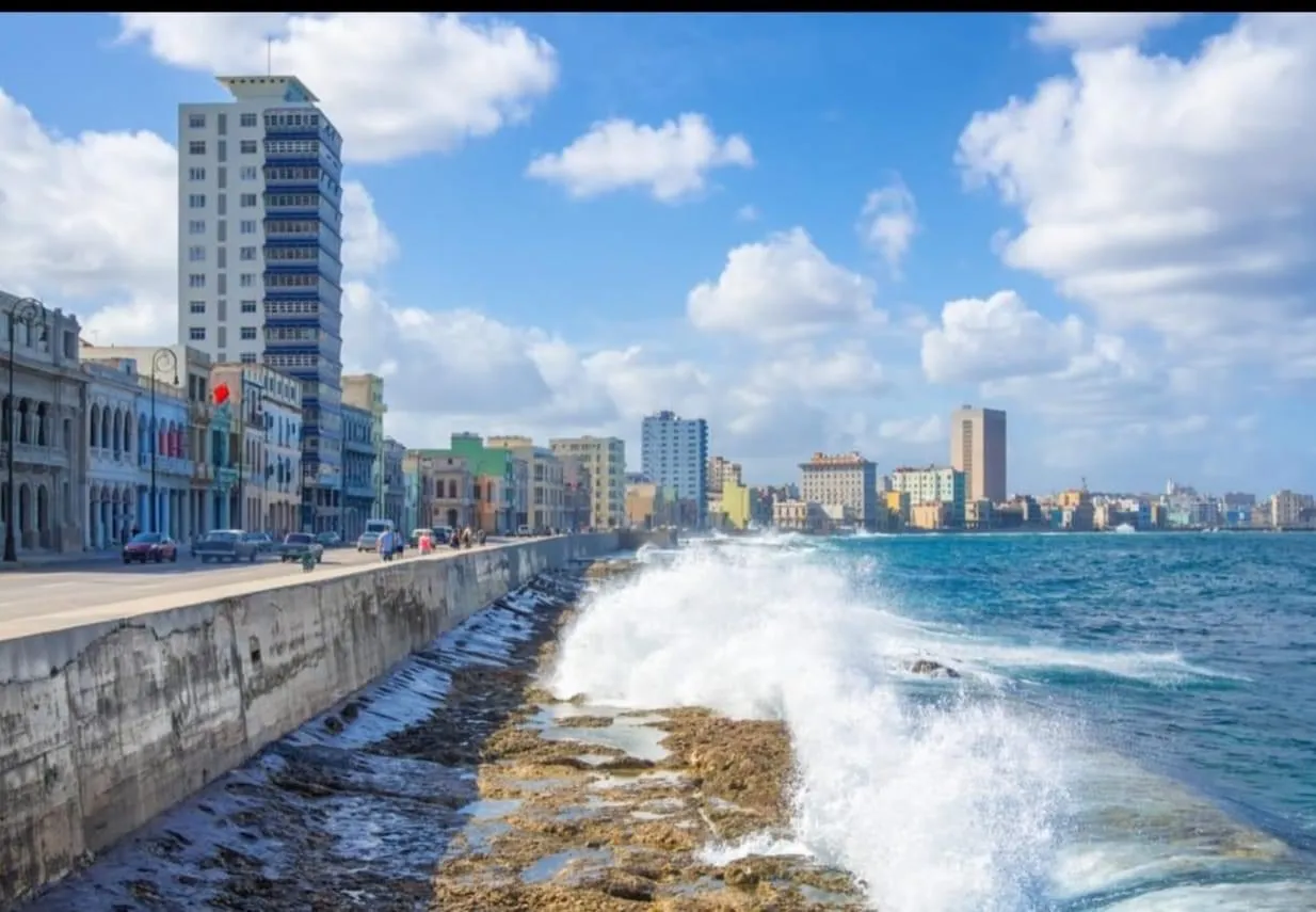 Havana showing braking ocean waves