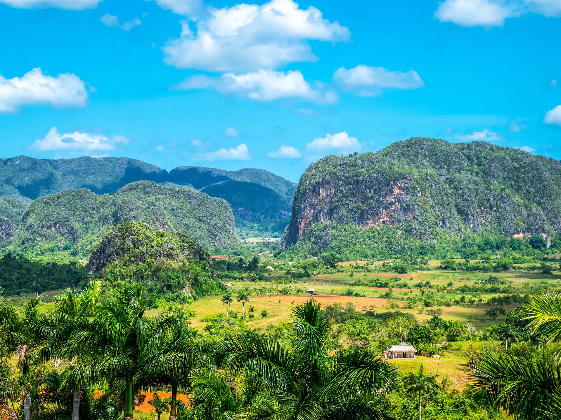 Viñales view of green mountains and blue sky